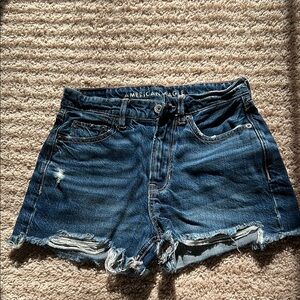 American Eagle Outfitters Blue Distressed Jean Shorts